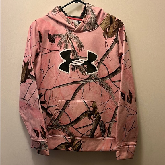 Under Armour Tops - Under Armour Pink and Camo Hoodie size large